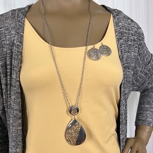 Erica Lyons Necklace and Earrings Silver Tone